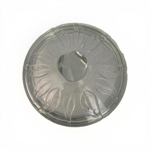 Embossed Tulip Candy Biscuit Dish w/ Lid 8” Tall Leaves Glass Flowers Floral - Picture 6 of 15